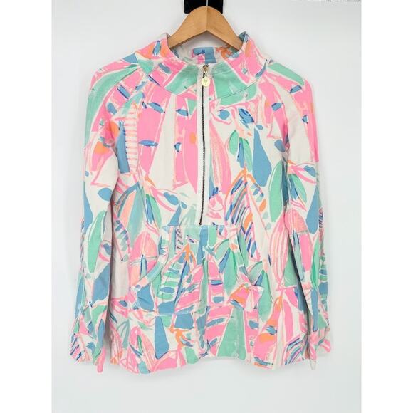 Lilly Pulitzer Out To Sea Skipper Popover Half Zip Sailboat Sweatshirt Small - Picture 2 of 12